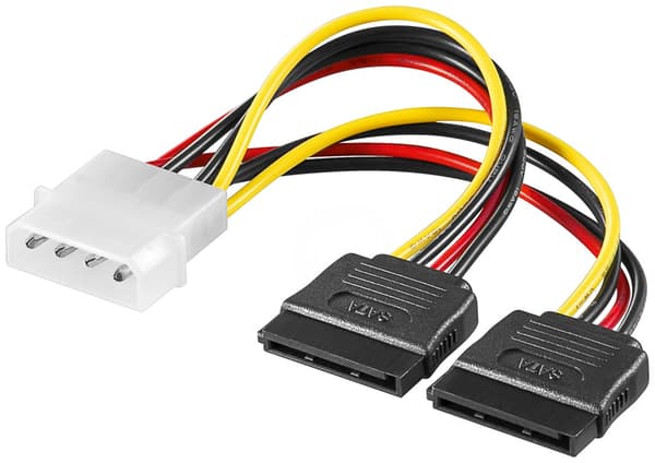 PC Y virtakaapeli/sovitin; 5,25 tuuman uros - 2x SATA