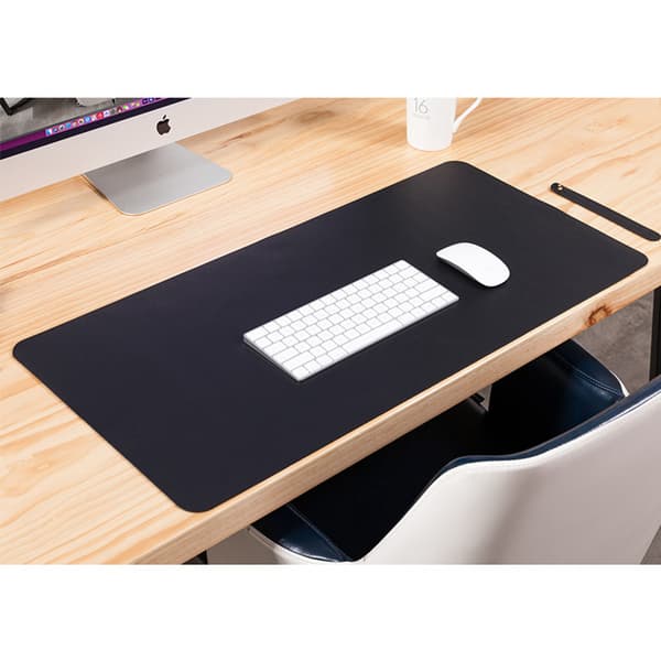80x40cm PU Læder Musemåtte - Optimal til Kontor og Hjemmebrug - Skrivebordsmåtte til Bærbar Computer Black D
