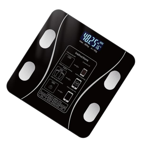 Smart Body Scale Compatible with Type-C Charging, Bluetooth 4.0+, LCD Backlight, 0.2-180kg Range Black