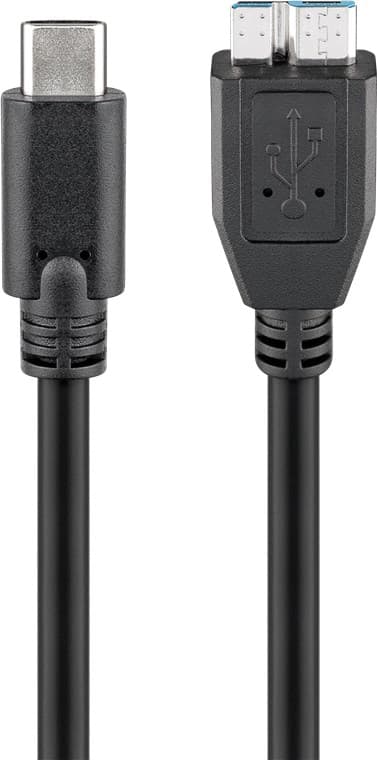 USB-Câ„¢-micro-B 3.0 -kaapeli, musta