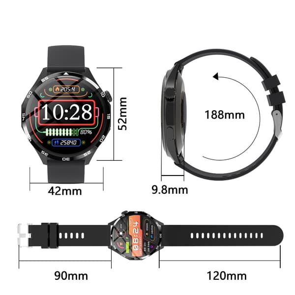 Multifunktionelt Smartwatch med Bluetooth-opkald, pulsmåler og tilpasselig urskive Black