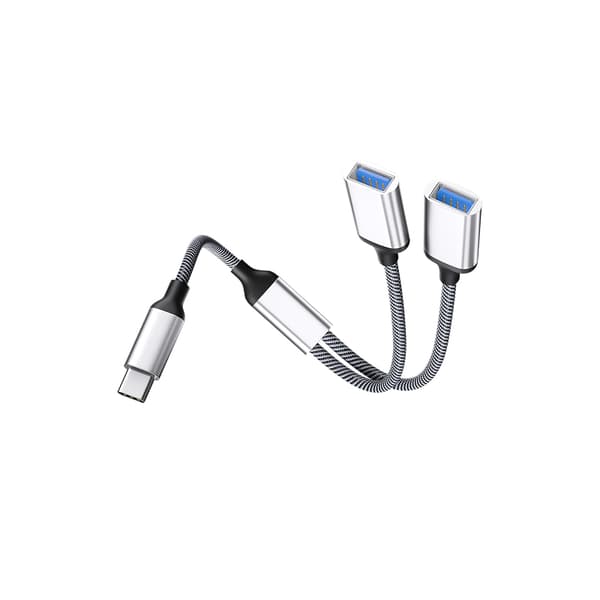 Typ-C till Dual USB 2.0-Adapter Silver