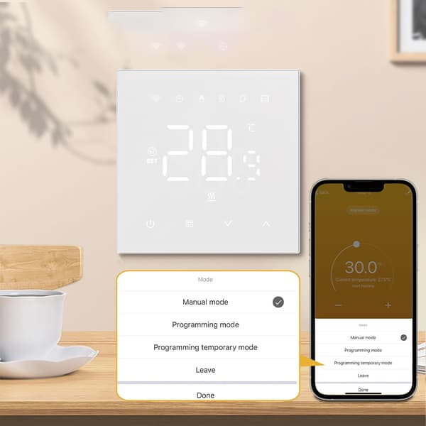 Smart WiFi Termostat for Vannvarme - Hvit