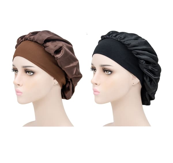 Sovmössa - Skyddar håret när du sover 2-pack Brown+Black