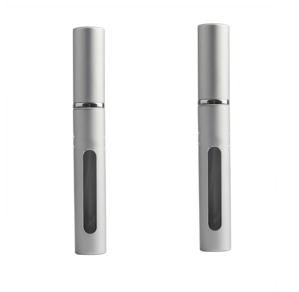 Liten Refill Flaska för Parfym Återfyllbar 5 ml 2-Pack Silver