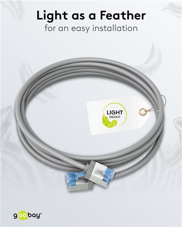 Ultraflexibel patchkabel CAT 6A, slim, U/FTP, grå