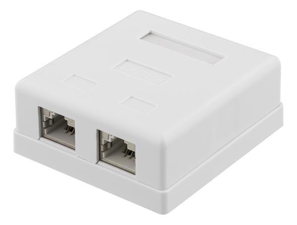 Shielding network wall socket Surface FTP 2xRJ45 Cat6A white