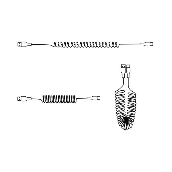 1.5M USB Type-C til Type-C Spiralkabel - 5A Hurtiglading, Kompatibel med Huawei, Apple, Android