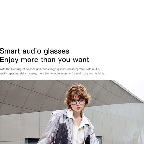 Open-Ear Audio Smart Glasögon - Lätta, Lång Batteritid, Transparent Lins, kompatibelt med Android och iOS