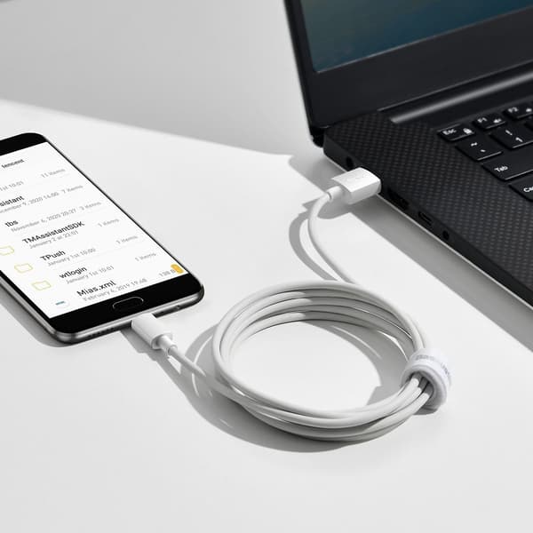 Baseus Simple Wisdom -datakaapelisarja USB - Micro 2.1A (2 kpl/sarja) 1,5 m valkoinen