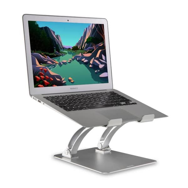Laptopstativ Dual Pivot Riser Justerbar Aluminium Sølv
