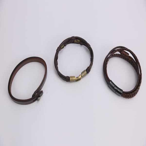 Läderarmband set med 3 st DarkBrown