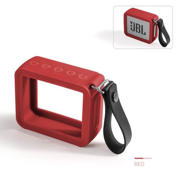 Silikonbeskyttelsesveske med håndstropp for JBL GO2 Red