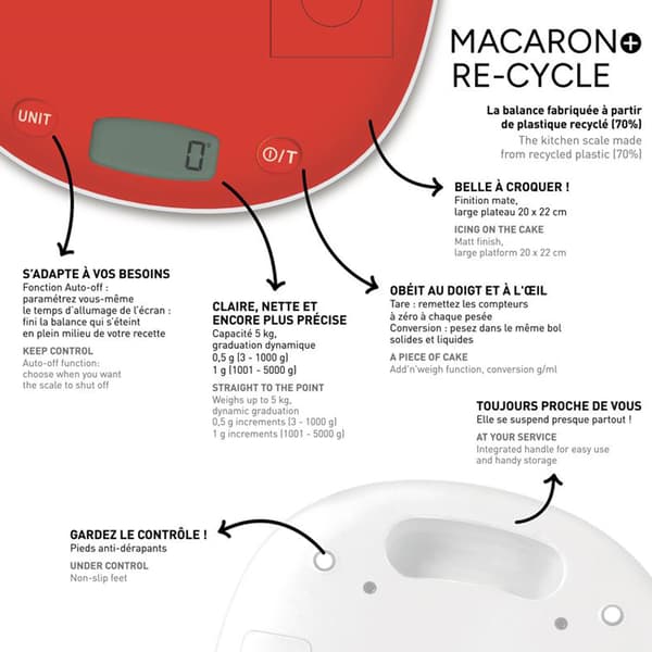 Köksvåg Macaron+ Re-Cycled 70%, 5 kg