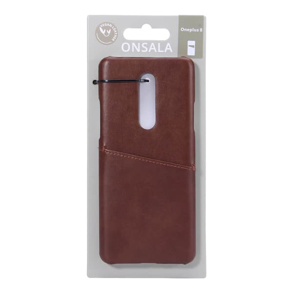Mobilskal Oneplus 8 Kortfack Brun