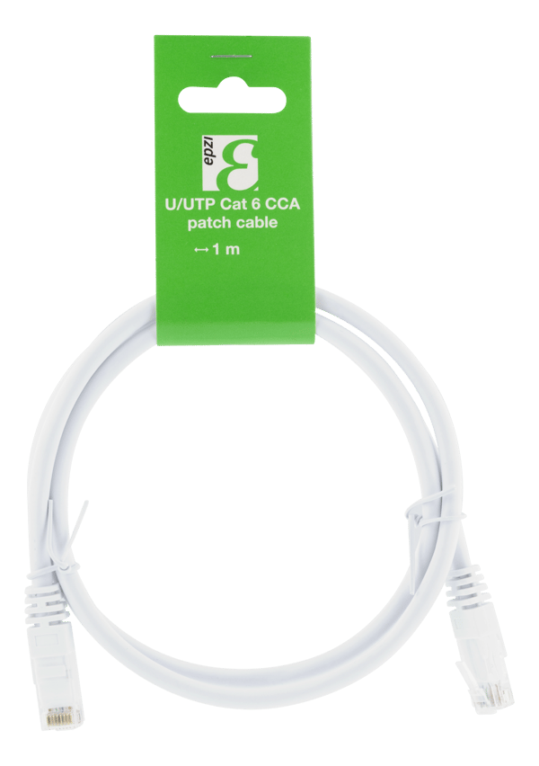 U/UTP Cat6 patch cable, CCA, 1m, 250MHz, white