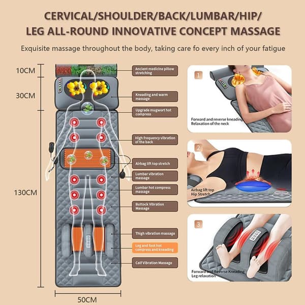Massagemåtte med varmepuder til helkropsmassage