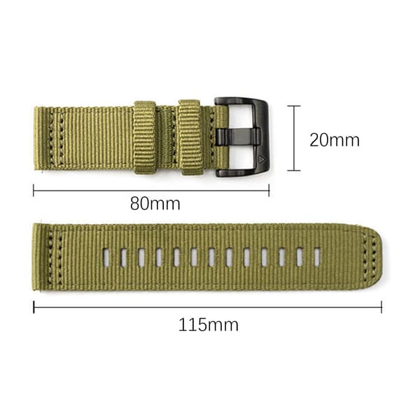 Nyloninen kellon ranneke Garmin Forerunner 255/265/245 -älykelloon Green S