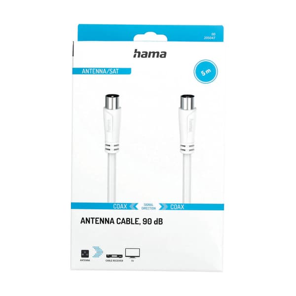 Antennkabel 90dB 5,0m Vit
