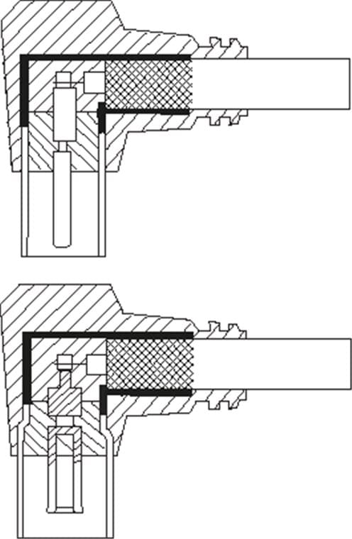 Vinklet antennekabel (80 dB), 2x skjermet