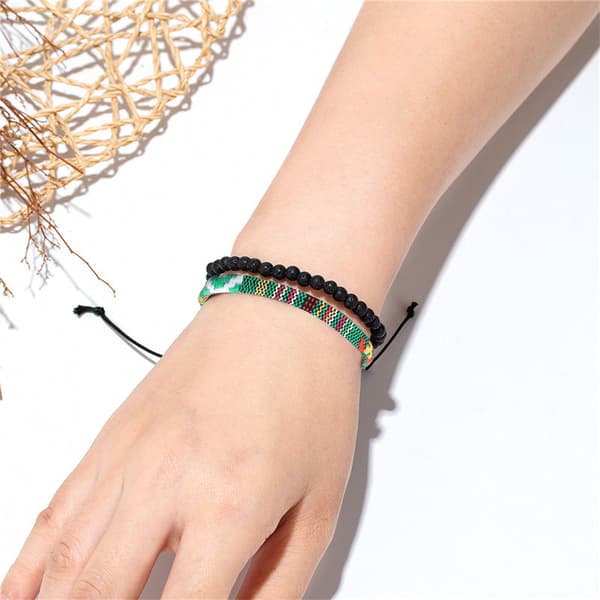 Vævede armbånd 2 stk MultiColor