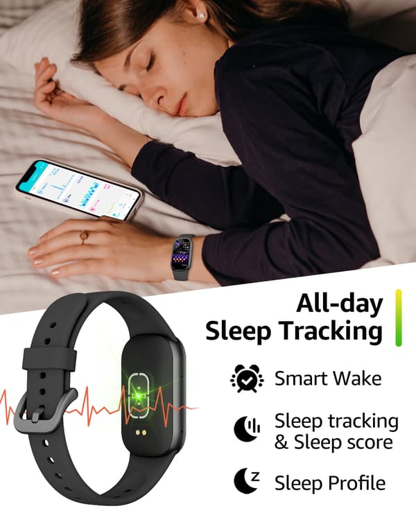 Smartklokke med  pulsmåler, søvnmåler, skritteller Black