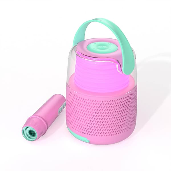 Högtalare Karaoke Kit Mic LED Rosa