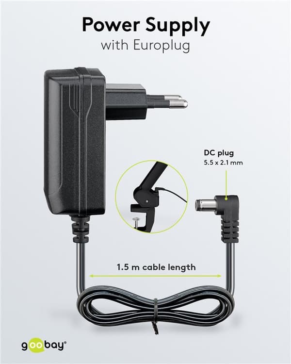 LED-luplampe med klemme, 10 W, sort