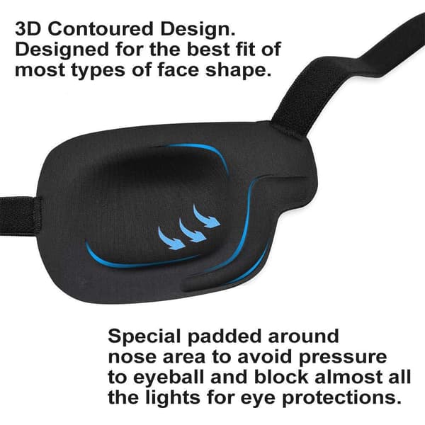 3D ögonmask för höger öga med justerbart spänne Black