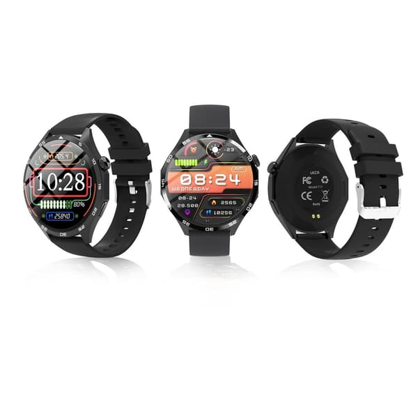 Multifunksjonell smartklokke med Bluetooth-samtaler, pulsmåler og tilpassbar urskive Black