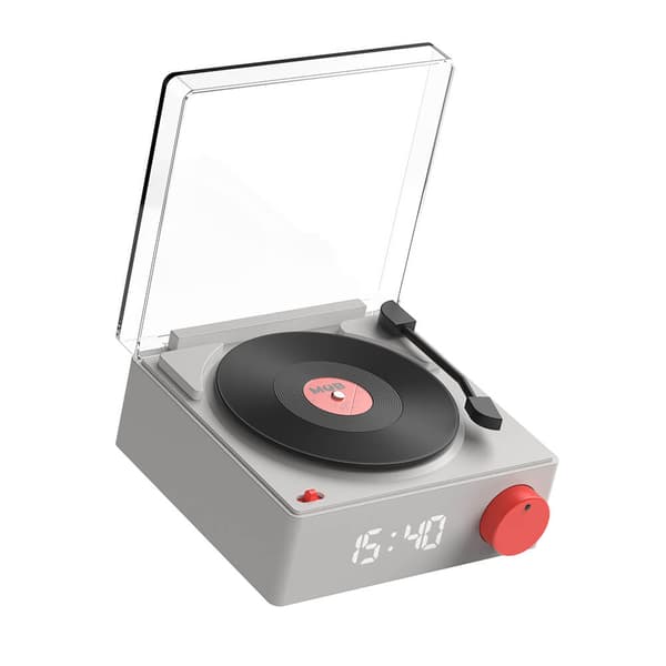 Kaiutin Herätyskello Vinyyli Retro Harmaa
