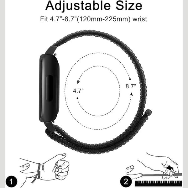 Nylon Loop Hook and Loop Rem Kompatibel med Fitbit Inspire 3 - Fås i Flere Farver Grey