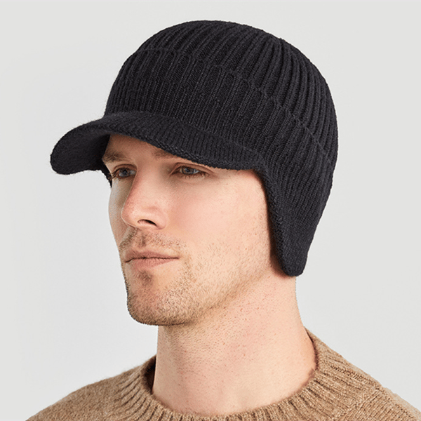 Varm hue med øreklapper Black S