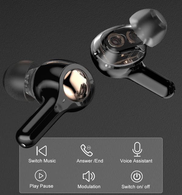 Trådløse Bluetooth 5.0 Dobbelt Dynamic Speaker høretelefoner Black