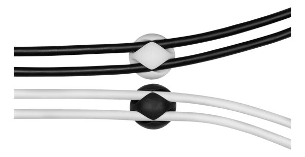 Self adhesive cable holder in rubber 6pack black/white/grey