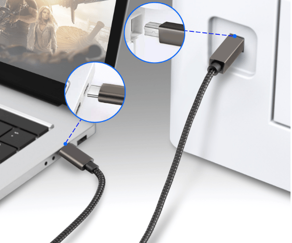 USB-B til USB-C printerkabel Black 2 m