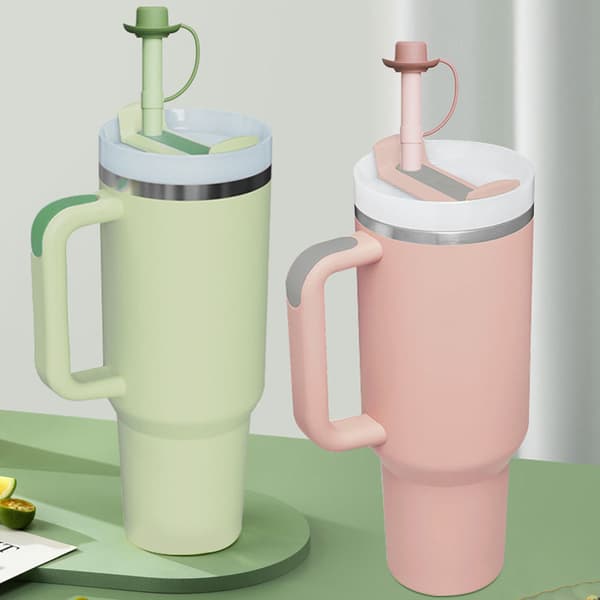 Silikonsugrör med Lock & 1 Rengöringsborste, 6-pack