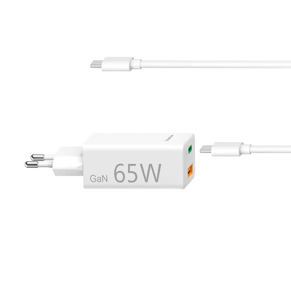 Universal oplader USB-C og USB-A PD GaN 5-20V/65W Super Small