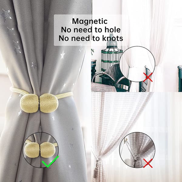 Magnetiskt gardinomtag Guld 2-pack