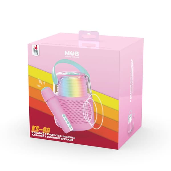 Högtalare Karaoke Kit Mic LED Rosa