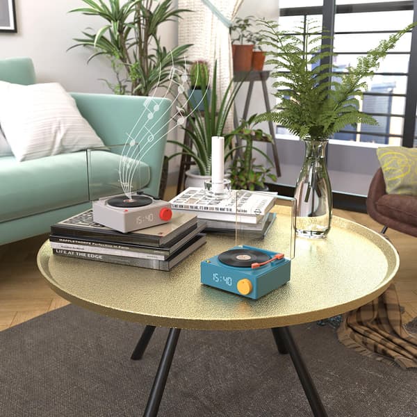 Högtalare Väckarklocka Vinyl Retro Blå