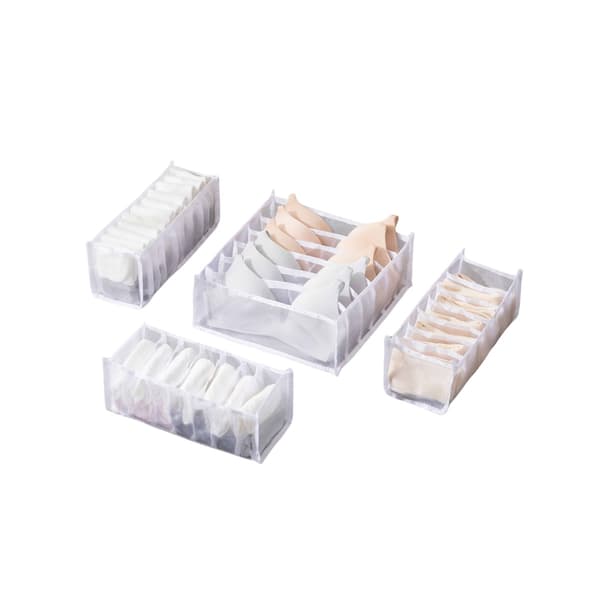 Vikbar Klädlåda Organizer för Underkläder BH Strumpor 4-Pack White