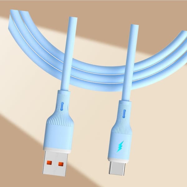 66W USB Type-C -pikalatauskaapeli matkapuhelimille - Silikoninen datakaapeli Blue