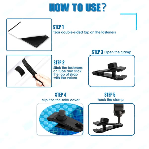 Pool Solar Cover Reel Attachment Kit with Straps 6-pack