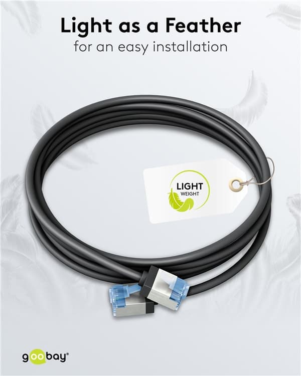 Ultra-fleksibelt netværkskabel CAT 6A, slim, U/FTP, sort