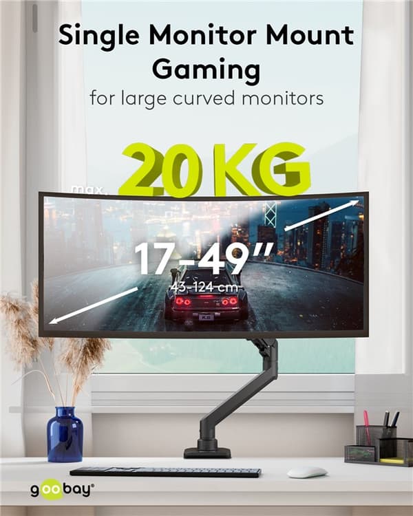 Single skärmfäste Gaming med gasfjäder