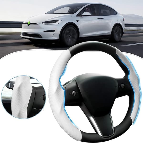 Tesla Model 3/Y Rattöverdrag i Kolfiber - Vit (38cm)