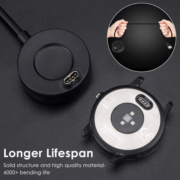 Lader til Garmin Fenix 5/6 Forerunner 935/945 USB, 2-pakning sort