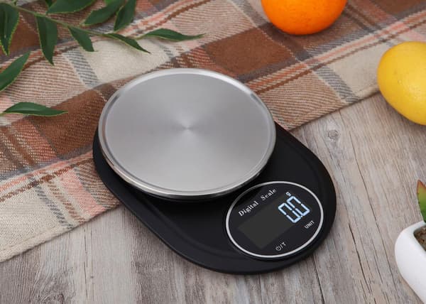 Digital køkkenvægt 2 kg / 0,1 g Rustfrit stål Sort / sølv
