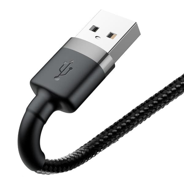 Baseus Cafule USB Lightning -kaapeli 1,5A 2m (harmaa+musta)